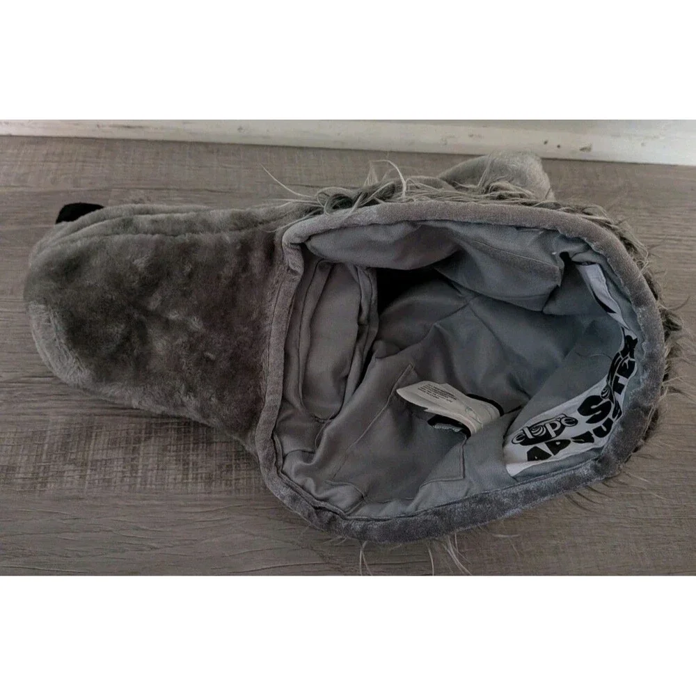 Big Bad Wolf Plush Costume Hat Elope Size Adjuster Gray